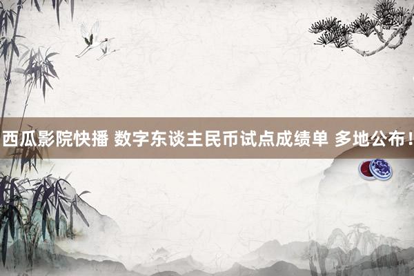 西瓜影院快播 数字东谈主民币试点成绩单 多地公布！
