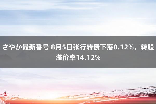 さやか最新番号 8月5日张行转债下落0.12%，转股溢价率14.12%