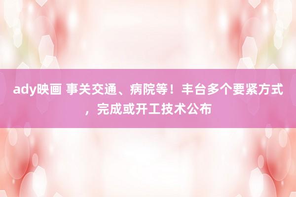 ady映画 事关交通、病院等！丰台多个要紧方式，完成或开工技术公布