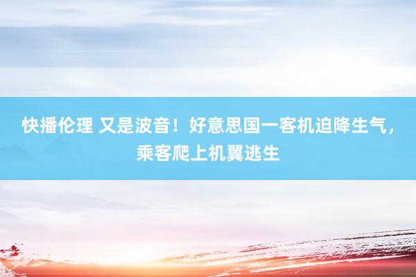 快播伦理 又是波音！好意思国一客机迫降生气，乘客爬上机翼逃生