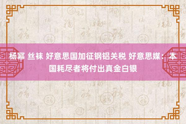 杨幂 丝袜 好意思国加征钢铝关税 好意思媒：本国耗尽者将付出真金白银