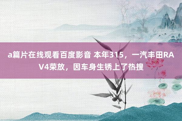 a篇片在线观看百度影音 本年315，一汽丰田RAV4荣放，因车身生锈上了热搜