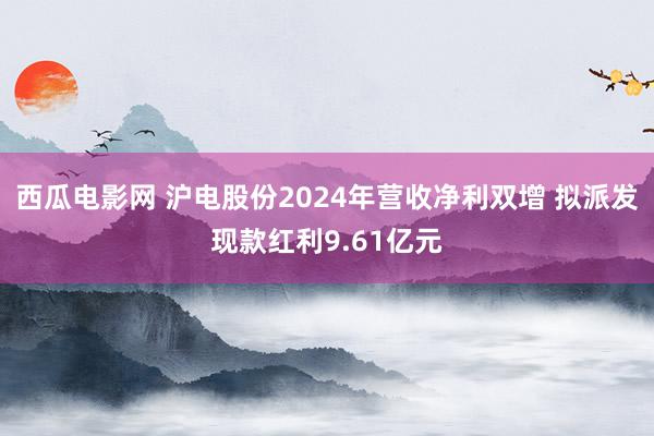 西瓜电影网 沪电股份2024年营收净利双增 拟派发现款红利9.61亿元