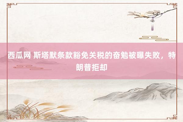西瓜网 斯塔默条款豁免关税的奋勉被曝失败，特朗普拒却