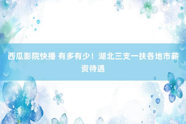 西瓜影院快播 有多有少！湖北三支一扶各地市薪资待遇