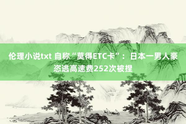 伦理小说txt 自称“莫得ETC卡”：日本一男人豪恣逃高速费252次被捏