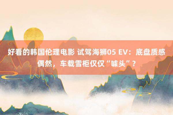 好看的韩国伦理电影 试驾海狮05 EV：底盘质感偶然，车载雪柜仅仅“噱头”？
